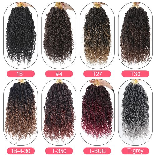 Sosihua Goddess locs crochet hair, 9 packs soft boho faux locs with curly ends bohemian crochet dreads for black women(14Inch,#T30)