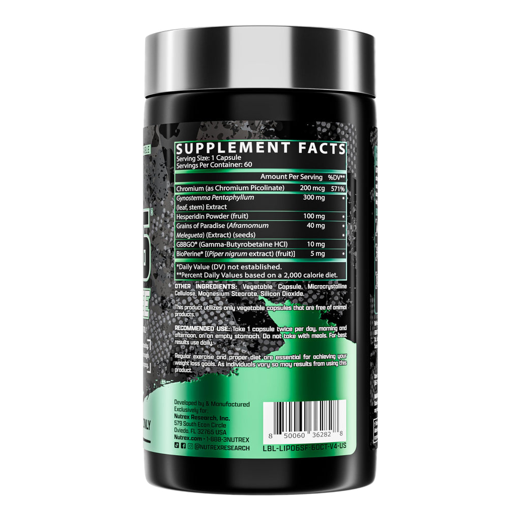 Nutrex Research LIPO SIX Stim-Free Metabolism & Appetite Support Supplement – Reduce Hunger | Non-Stimulant Weight Management Supplement for Women and Men – 60 Servings