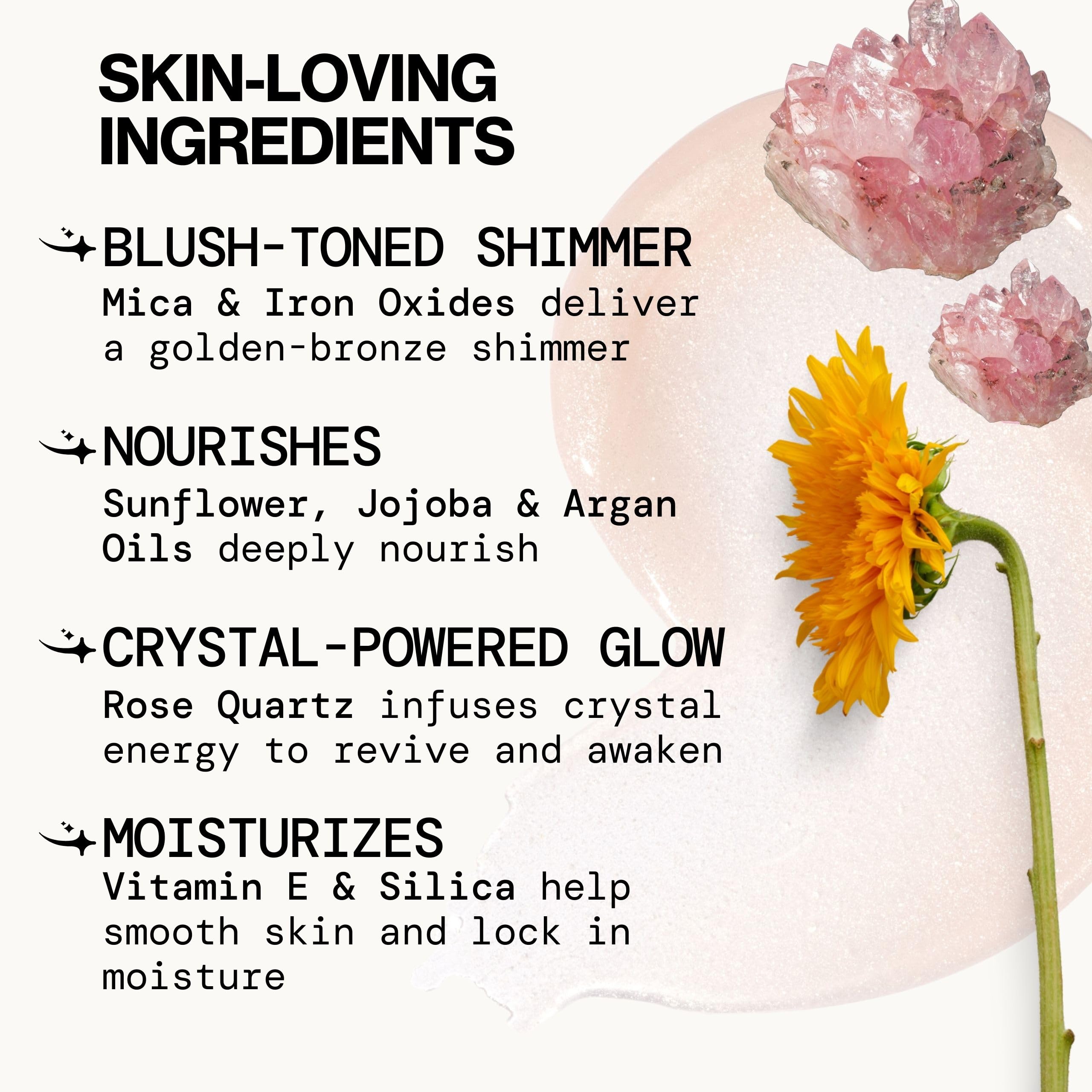 Pacifica Rose Quartz Body Oil – High Vibration Hydrating Body Oil with Natural Plant Oils & Rose Quartz Crystals, Moisturizing & Nourishing, Vegan & Cruelty-Free, Clean Beauty, Floral Scent, 4 oz