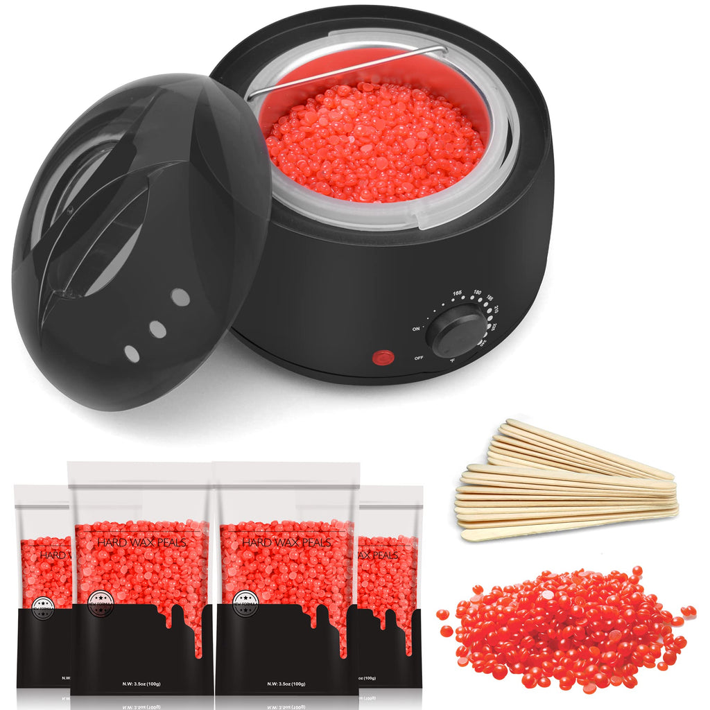 Waxing Kit for Women, Wax Warmer Kit for Brazilian Bikini Hair Removal with 14oz Rose Hard Wax Beans for Women Men Armpit Legs Eyebrow Body Home Waxing