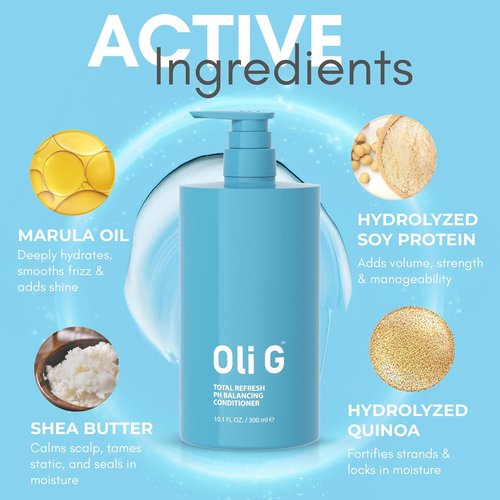 Oli G Total Refresh pH Balancing Hair Conditioner - Lightweight Daily Formula with Marula Oil & Shea Butter - 10 fl oz