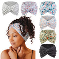 Tobeffect Extra Wide Turban Headbands for Women, 7'' Large Wide Headband for Nursing Cute Printed Nurse Head Bands Twisted Knotted Hairbands Non Slip Cloth Headbands for Women Hair Accessories 6 Pack