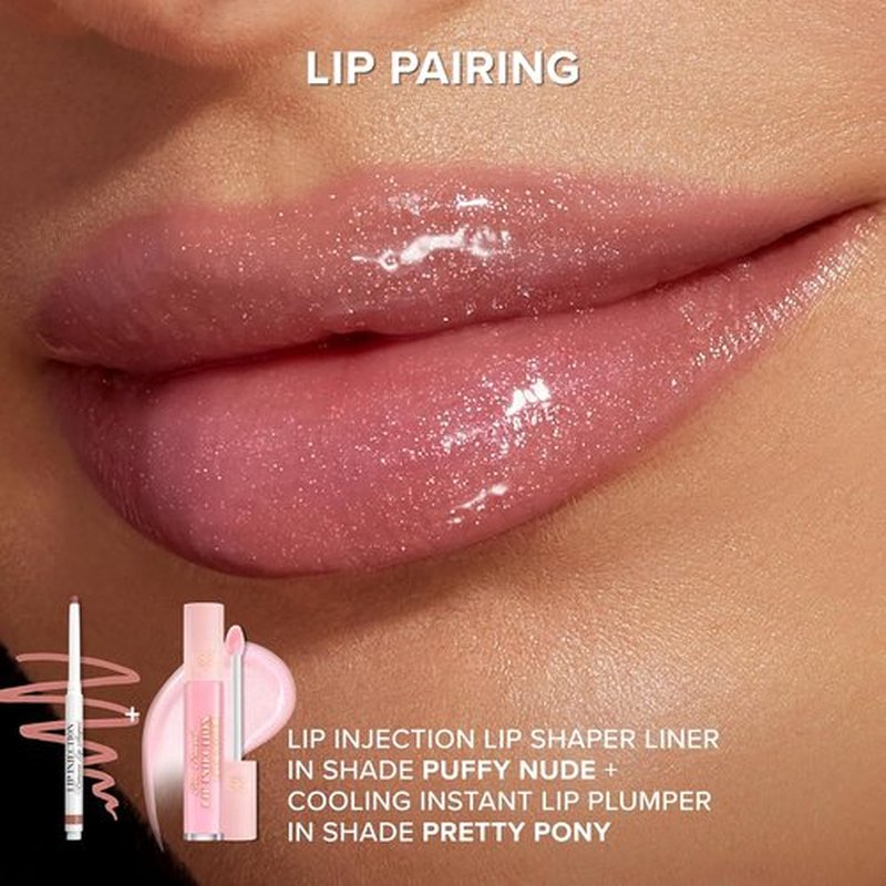 Too Faced Lip Injection Extreme Lip Shaper - Puffy Nude & Lip Gloss - Longwear Hydration, 0.01 oz + 0.22 oz