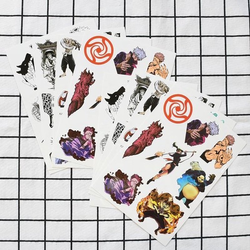 Babymiu Anime JJK Halloween Face Temporary Tattoos（8 Sheets) Gifts Anime Cosplay Decor Tattoos Merch Cartoon Stickers Decal Party Favors Supplies for Teens Adult Man Women
