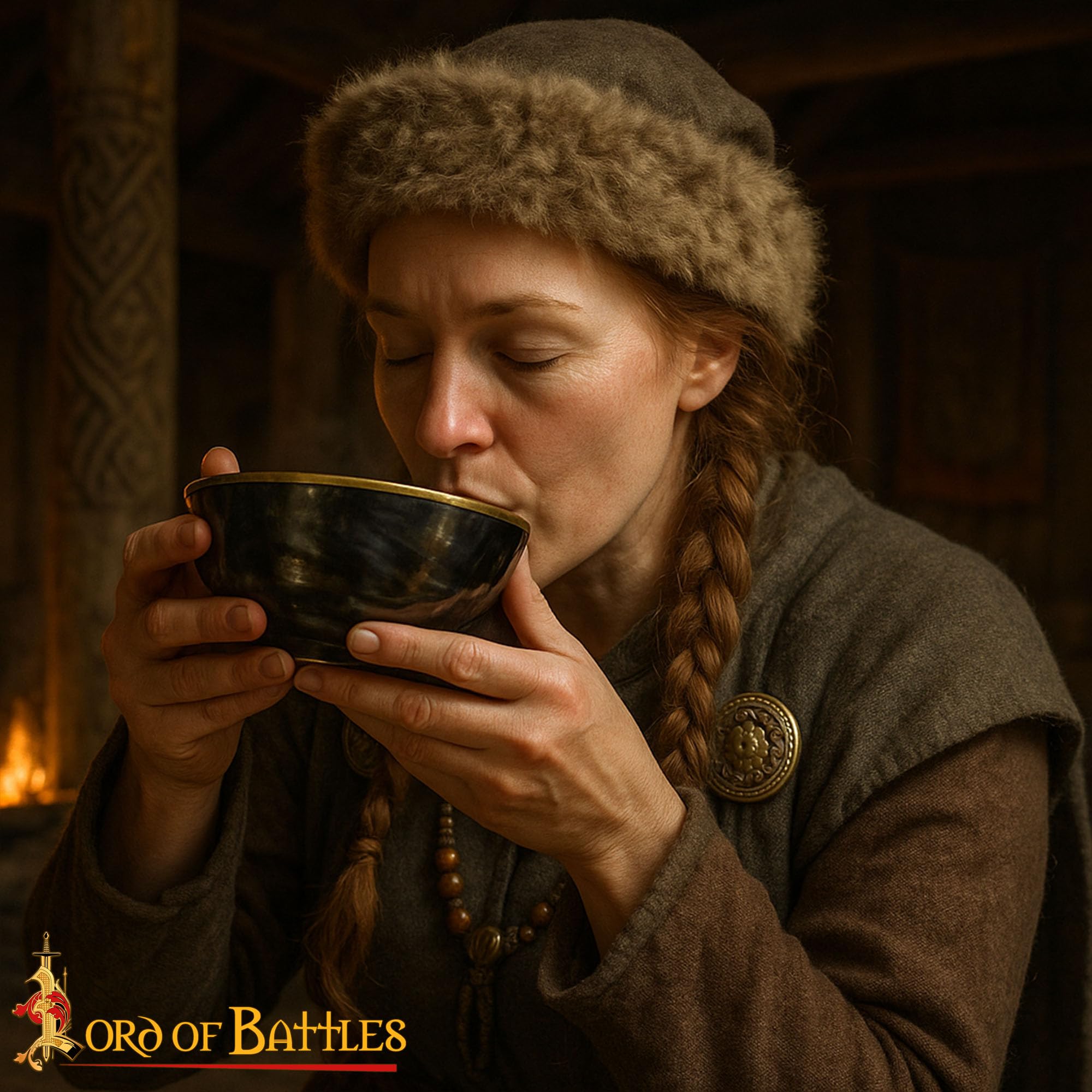 Lord of Battles Horn Shaving Bowl for Men - Genuine Ox Horn Lather Dish for Shaving Soap, Cream & Grooming
