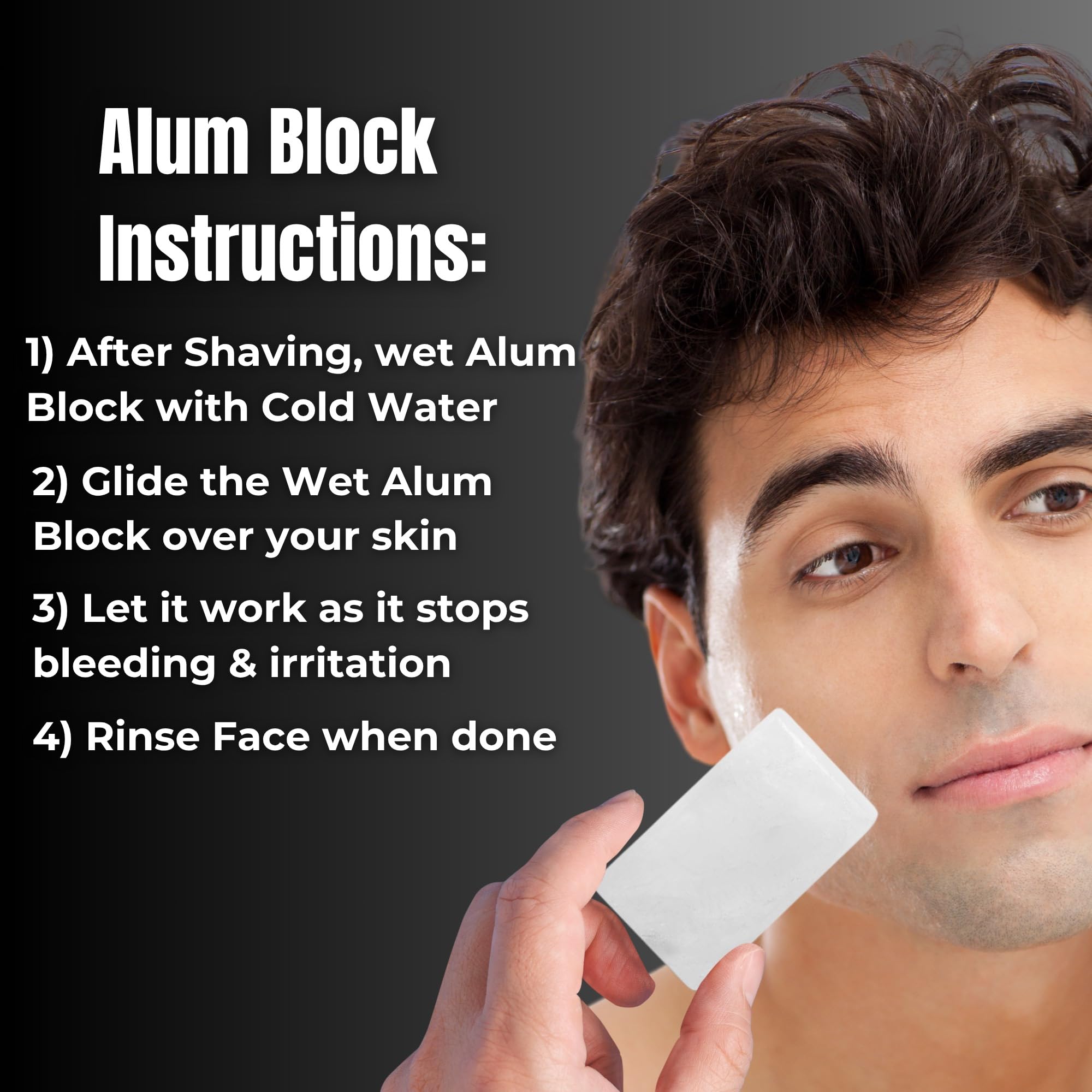 G.B.S 3.5 Ounce Alum Block in Plastic Case | Fragrance-Free Natural Deodorant & Aftershave for Razor Burn Relief | Stops Bleeding, Fights Bumpy Skin, & Prevents Sweat – Travel-Friendly & Long-Lasting
