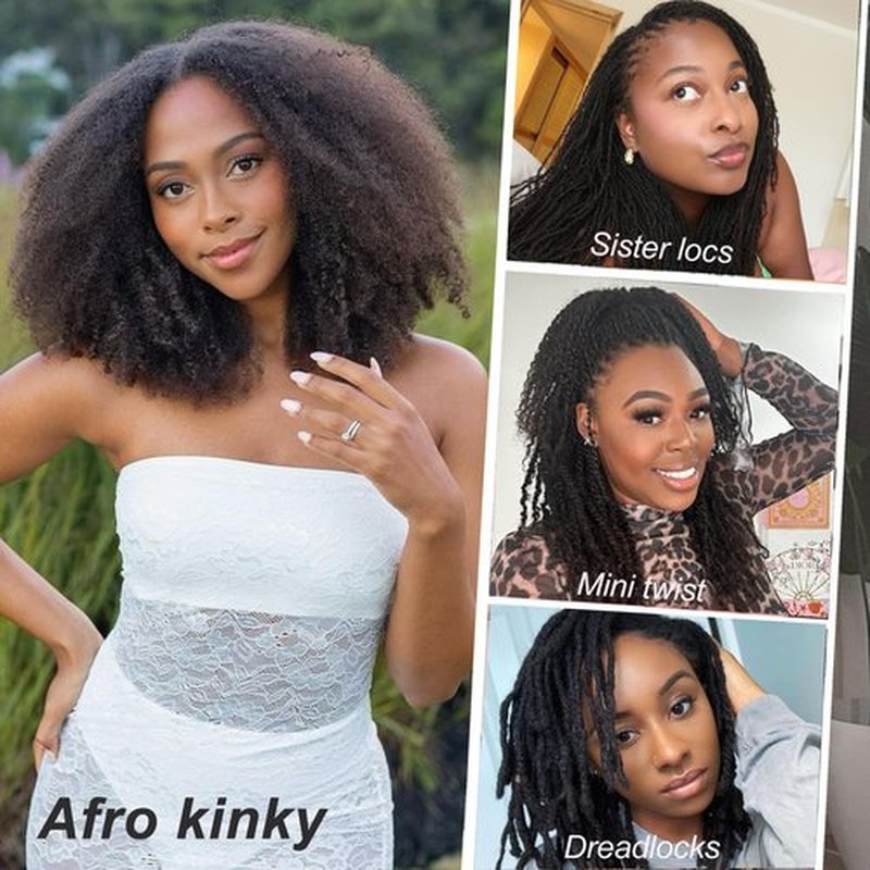Afro Kinkys Bulk Human Hair for Braiding 2 Bundles 100g Afro Kinky-curly Human Bulk for Twist Braids 4C Kinkycurly Bundles for Mini Twists or Locs Extension Soft Cuban Kinky Twist Braiding Hair 14in
