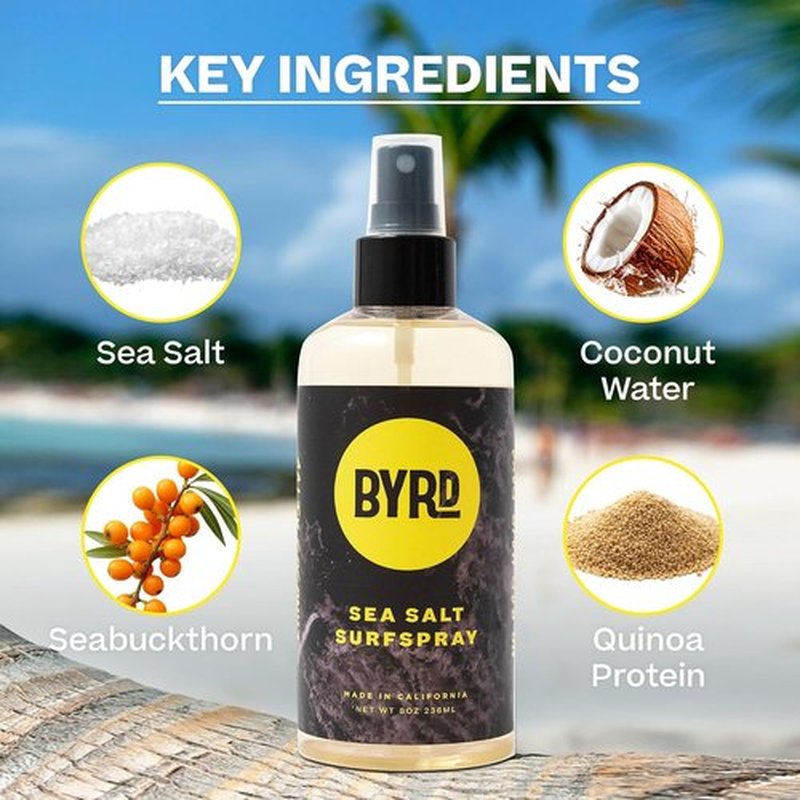 BYRD Sea Salt Surf Spray - Texturizing & Volumizing Coconut Scent for Hydrated, Shiny Hair | 8 Fl Oz