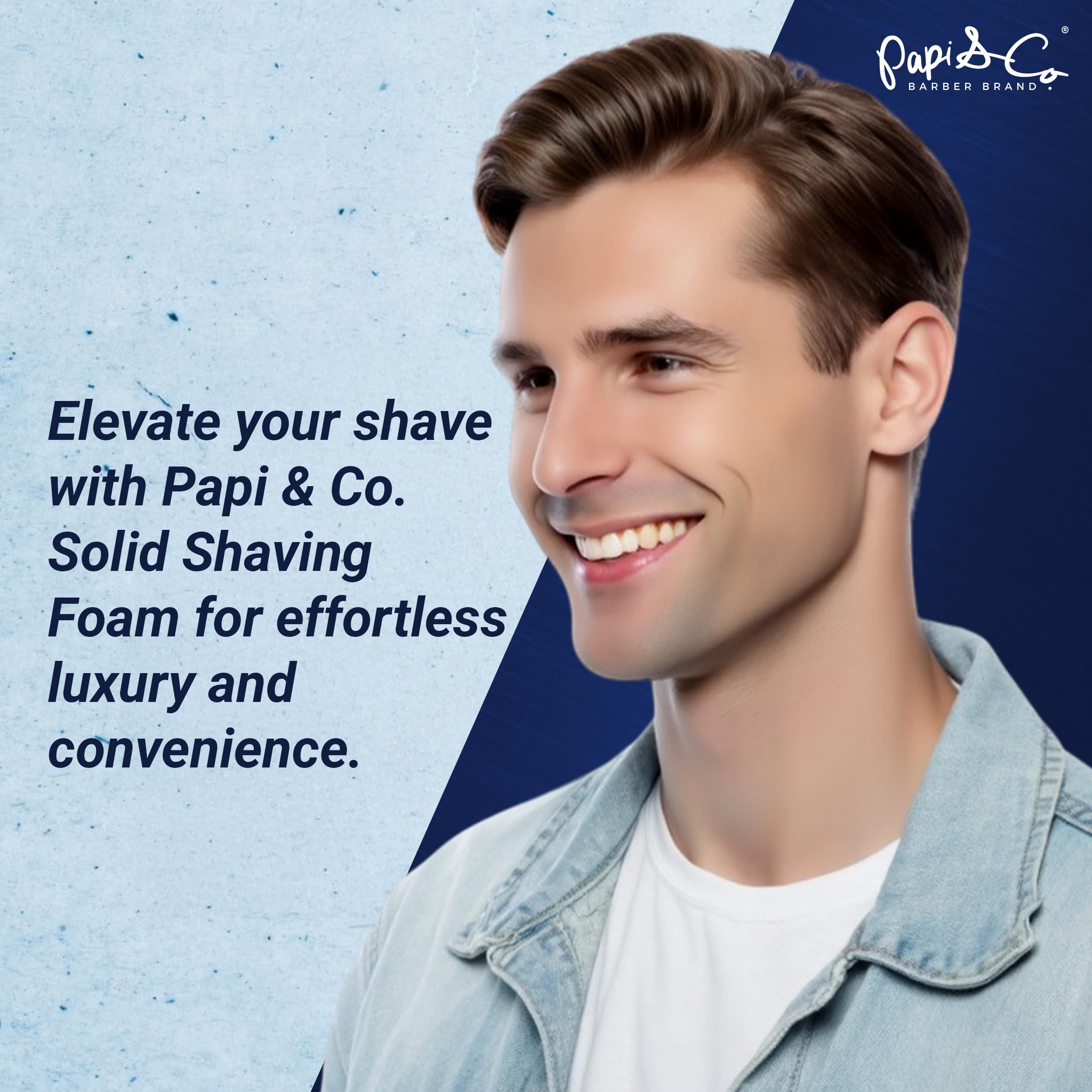 Papi & Co. Head & Beard Soft Shaving Solid Foam – Lightly Scented Shaving Foam – Travel Size, No Mess, Easy to Use – Smooth, Comfortable Shave – Classic Grooming Essential for a Clean, Fresh Look, 7oz