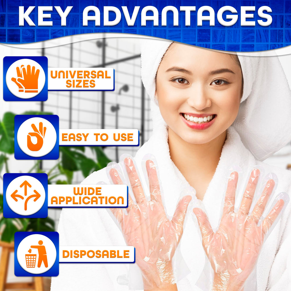 200 Pcs Paraffin Gloves for Hands – Lightweight, Disposable, Transparent, Leak-Resistant Multi-Use Plastic Gloves – Easy to Use for Paraffin Wax Hand Care, Spa, Manicure, Cooking, Cleaning & Hair