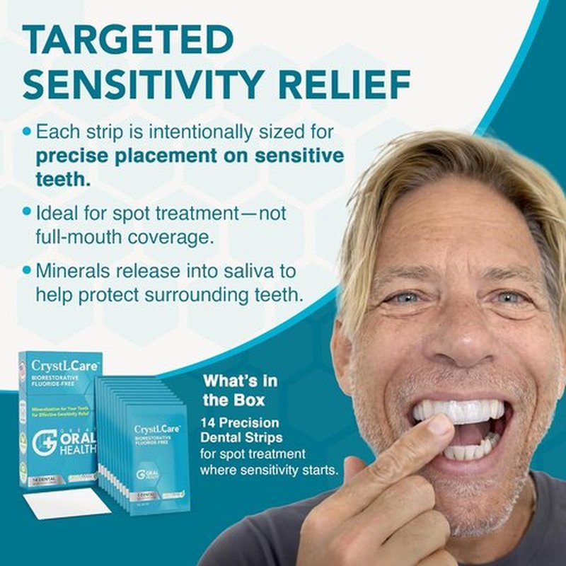 CrystLCare Tooth Sensitivity Treatment - Nano Hydroxyapatite Dental Strips for Enamel Repair | 14 Count