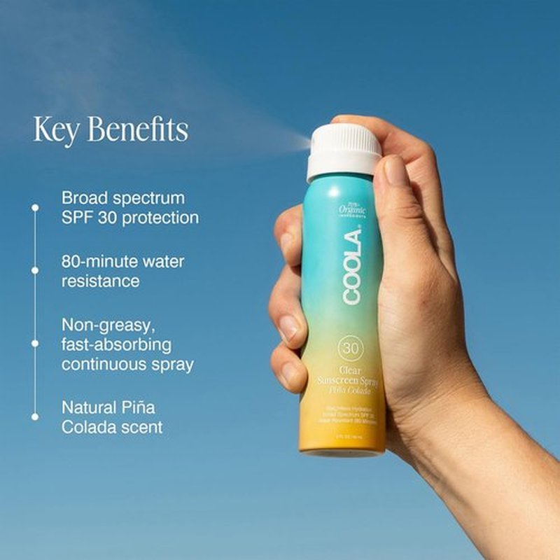 COOLA Organic Sunscreen SPF 30 - Vegan & Gluten-Free Sunblock Spray for Daily Skin Protection | Piña Colada Scent