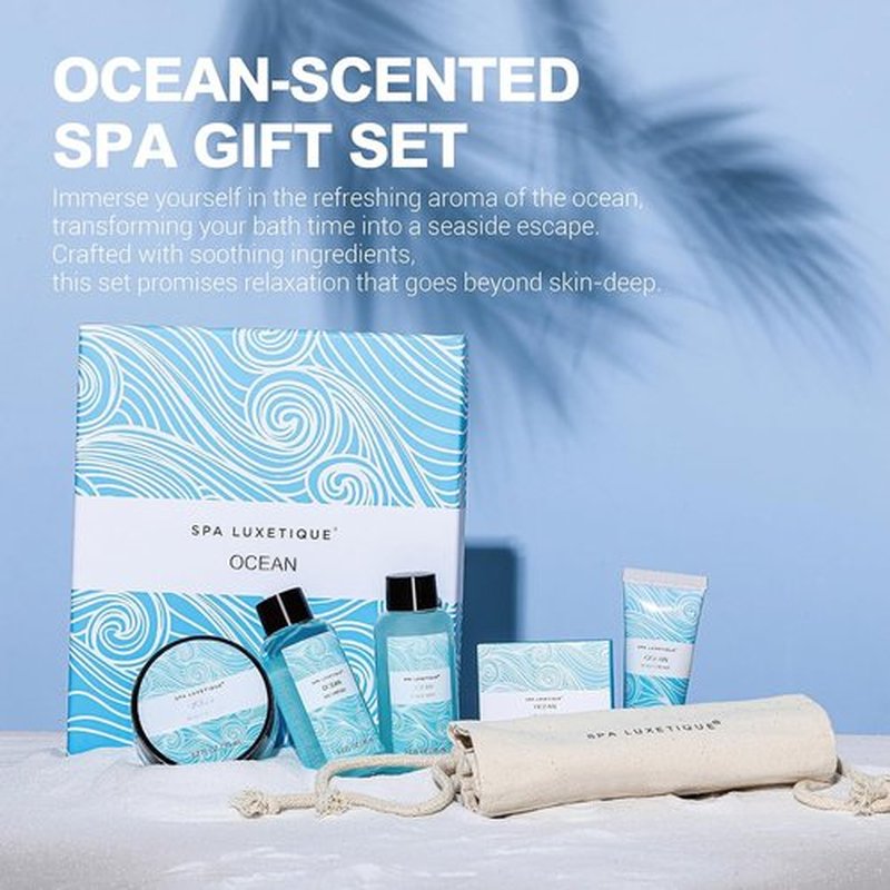 Spa Luxetique Ocean Spa Gift Set for Women - Indulging Body Lotion, Shower Gel & Bubble Bath
