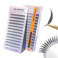 NAGARAKU Premade Spire Eyelash Extensions Air Series Feather Shape Manga Anime Individual Lashes Volume Soft Black Flat Root Spikes Fans Eyelashes DIY Clusters Lash Salon -0.07 D Curl 8-15mm Mix