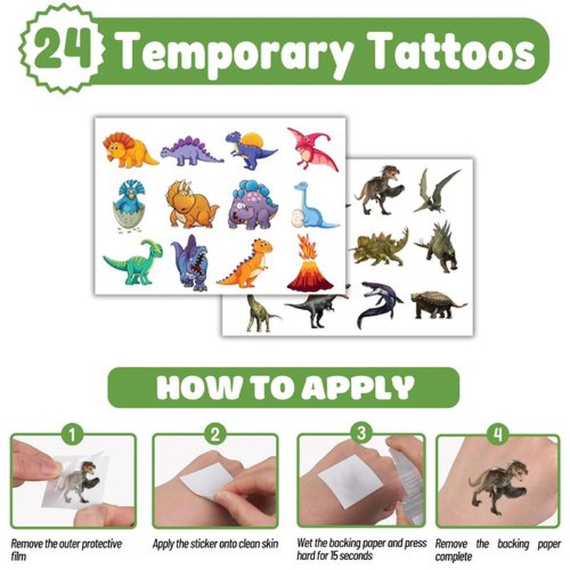 Cherisnowy 48 PCS Dinosaur Party Favors 24PCS Tattoos 24PCS Slap Bracelets Wristbands Perfect for Dino Themed Birthday Baby Showers or Classroom Rewards Ideal Decor and Gifts for Girls and Boys