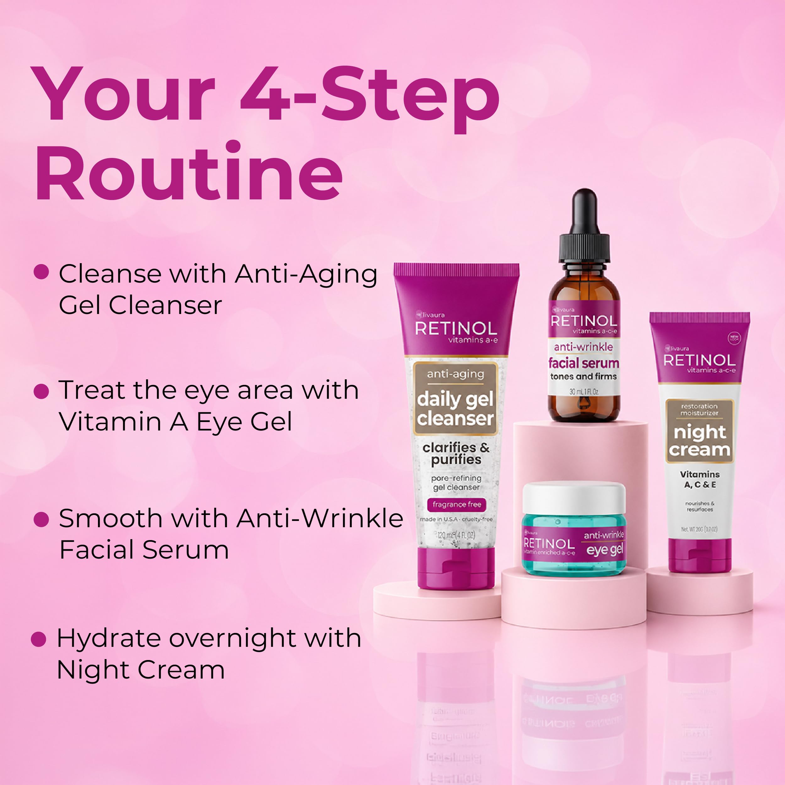 LIVAURA Retinol Skin Care Set for Women - Anti-Aging Cleanser & Serum Kit