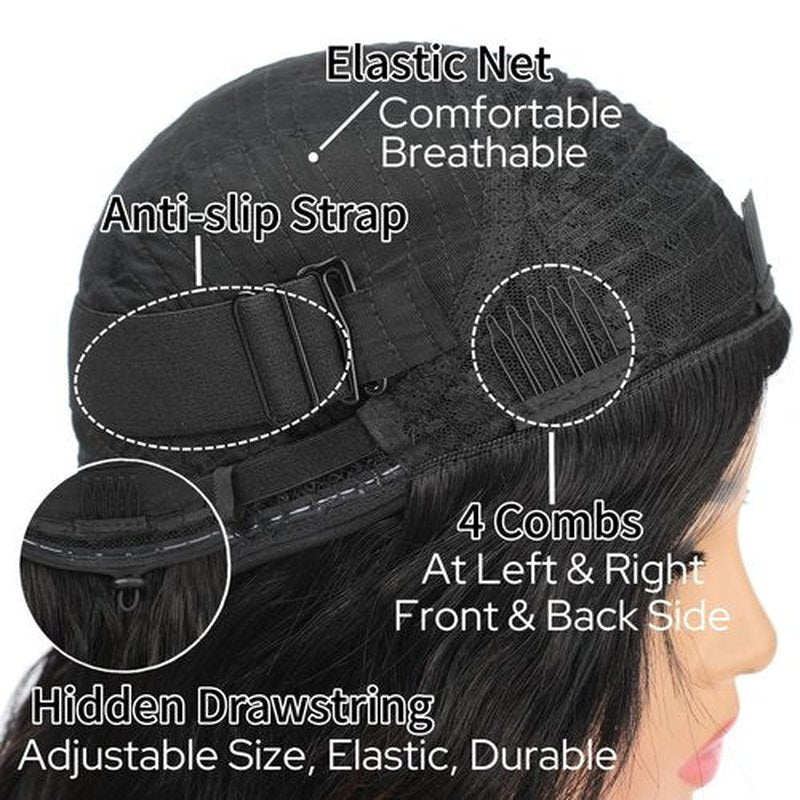 Body Wave Half Wig Human Hair 200% Density 3 In 1 Seamless Flip Over Glueless Wigs with Drawstring Beginner Friendly Headband Wig for Black Women Daily Wear 18inch