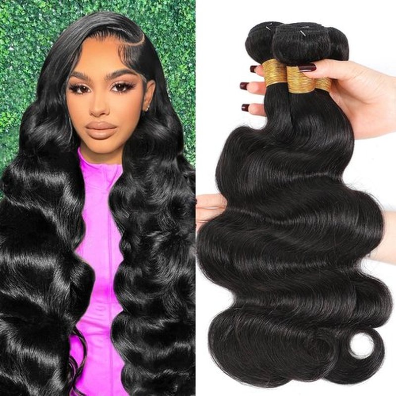 Human Hair Bundles 16 18 20 Inch 12A 100% Unprocessed Brazilian Virgin Hair Glossy Quick Weave Body Wave 3 Bundles Deals Natural Black Extensions