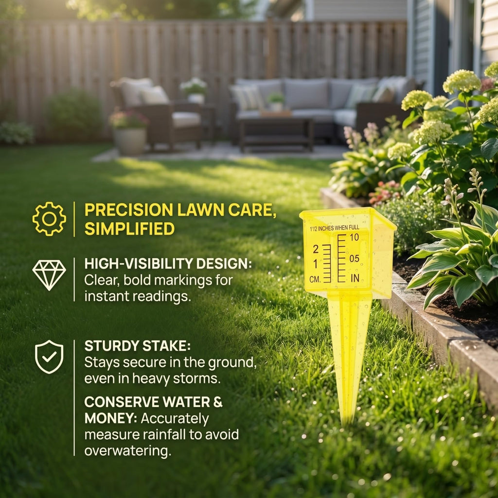 Housoutil 2Pcs Rain Gauge Sprinkler Outdoor, 1.5 Inch Lawn Water Gauge, Measuring Tool for Accurate Rainfall Monitoring, Yellow Precision Measuring Cups for Garden Yard and Grass Watering