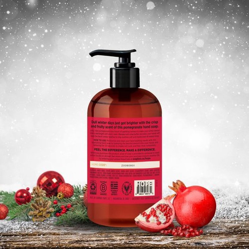 Soapbox Winter Hand Soaps, Spiced Vanilla & Frosted Pomegranate Liquid Hand Soap, Moisturizing Soap, Shea Butter & Aloe, Pack of 4, 12oz