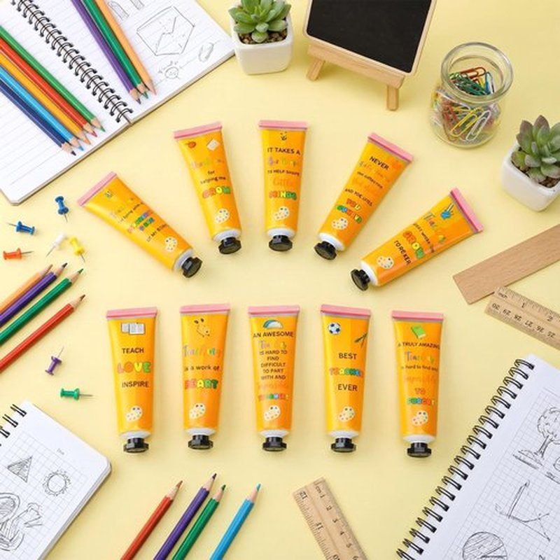 Leelosp 30 Pcs Teacher Appreciation Gift - Pencil Design Hand Cream Bulk Mini Travel Size Moisturizing Hand Lotion for Women Teacher Appreciation Week Graduation Party Favors, 10 Natural Fragrances