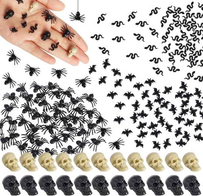 Hiawbon Mini Plastic Skull Heads - Realistic Halloween Figurines for Fairy Garden Decor