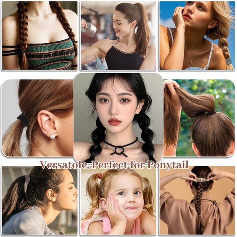 Anezus 200 Pcs Hair Ties for Women Girls Hair Elastics Hair Bands Ponytail Holders Hair Rubber Bands for Thick Straight Curly Hair (Neutral Color)