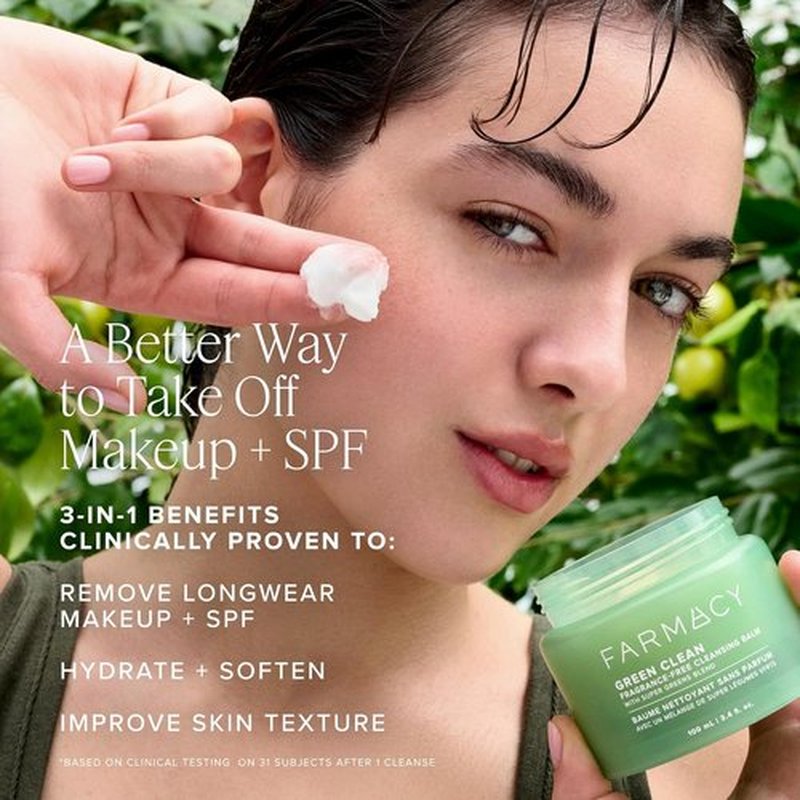 Farmacy Green Clean Makeup Remover Balm - Waterproof Cleansing Balm + Oil Cleanser for Sensitive Skin - Hydrates & Softens (200ml)