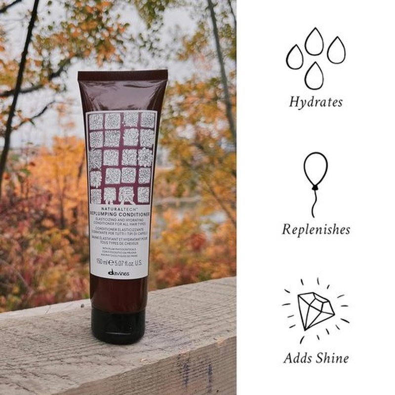 Davines Naturaltech Replumping Conditioner - Elasticizing & Moisturizing for Fine Hair | 5.07 Fl Oz