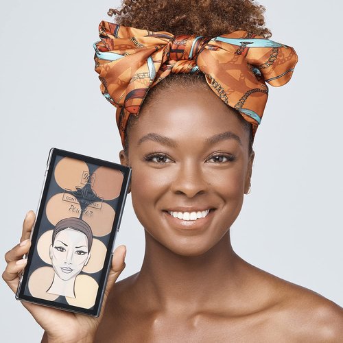 Ruby Kisses 3D Contour Powder Makeup Palette - Flawless Finish, Easy Blending, Long-Lasting Formula | Light Medium