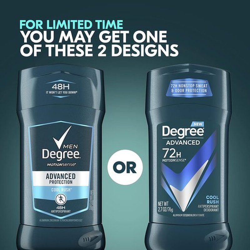 Degree Men Antiperspirant Deodorant - Cool Rush 72-Hour Sweat & Odor Protection | 2.7 oz, 4 Count