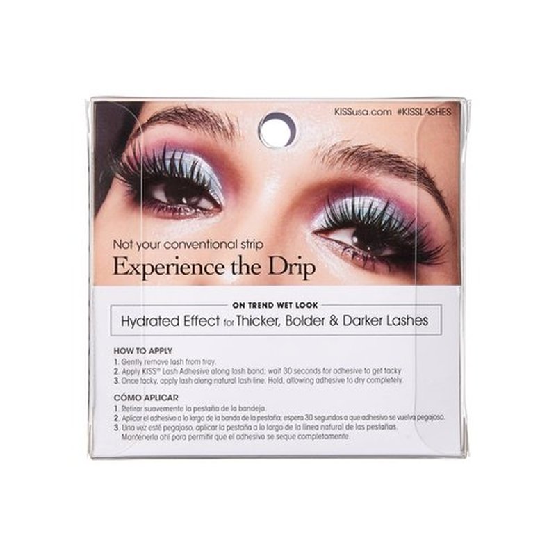 KISS Lash Drip False Eyelashes, Spiky X Boosted Volume, Unique Wet Look Hydrated Effect, Multi-Length Rewearable Fake Eyelashes, Wispy Crisscross Lash Pattern, Style ‘Icy’, 1 Pair (Pack of 2)