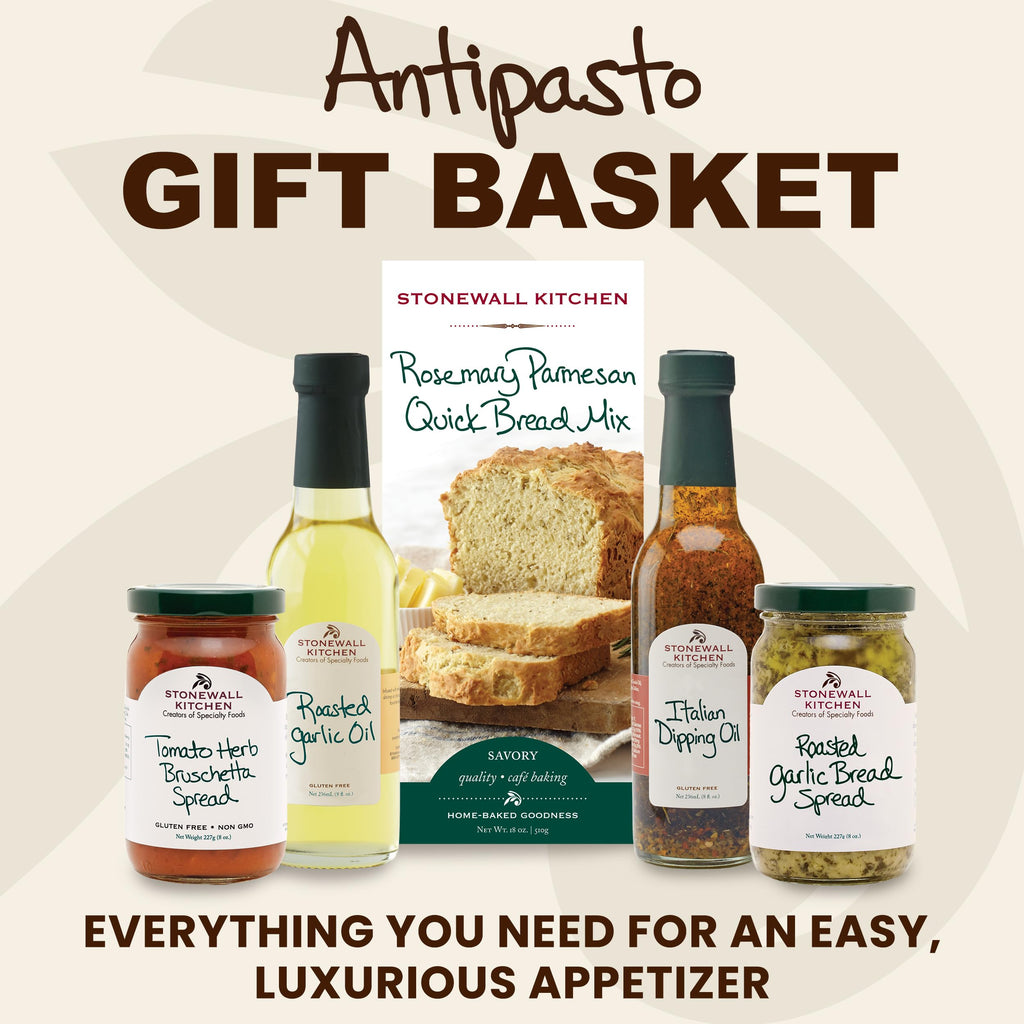 Stonewall Kitchen, Antipasto 5-Piece Gift Set with Reusable Basket for Graduation and Father's Day