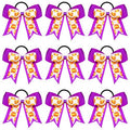 MTLEE 9 Pcs 5.1 Inch Purple Softball Ribbon Hair Bows Elastic Cheer Scrunchies Cheerleader Bows Volleyball Sports Ball Ponytail Holder Sport Hair Accessories for Girl Player