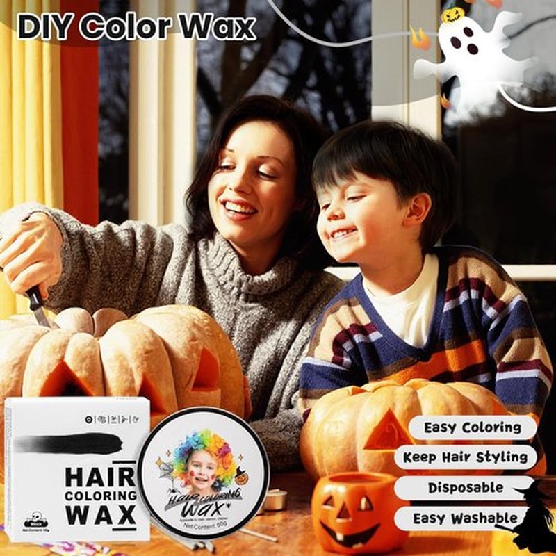 Hansuby Temporary Black Hair Color Wax - Washable Styling Mud for Kids & Teens | Perfect for DIY Cosplay & Halloween