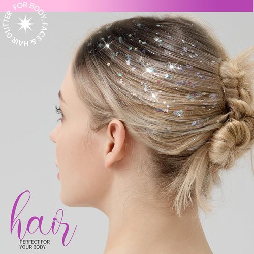 Teenitor Face Glitter Set - 2pcs Versatile Body & Hair Glitter Gel | 20g White Makeup Glitter
