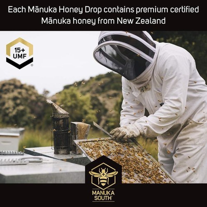 Manuka Honey Drops UMF 15+ | MGO 514+ & Propolis - Natural Soothing Drops with Lemon & Honey Flavor - 25 Count