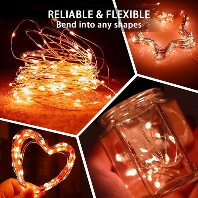 Skiennix 20 LED Fairy Lights - 7Ft Twinkle String Lights | Battery Operated & Waterproof for Parties, Weddings, and Holidays - Orange