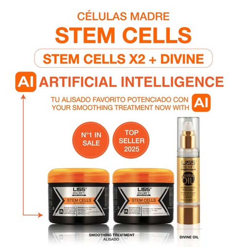 Liss Expert Hair Treatment Set, Stem Cells Express and Divine Oil 1.69 oz, Organic Smoothing Treatment (500 ml)