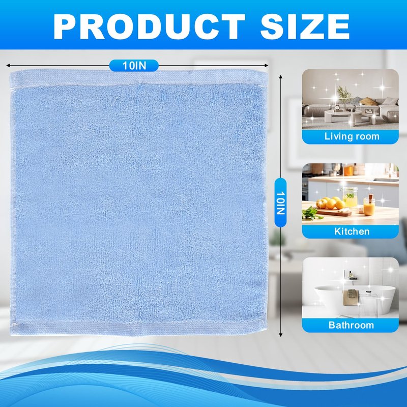 ZHAYAO 10 Pack Wash Cloths, 10x10 Inch Microfiber Highly Absorbent and Soft Feel Fingertip Towels, Machine Washable Washcloths for Bathroom, Gym, Hotel, Spa and Kitchen, Multicolor