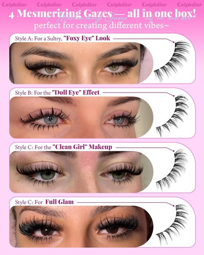 Bottom Lash Clusters DIY Eyelash Extensions 4 Styles Lower Lashes Wispy Bottom Individual Lashes 5-7mm Natural Thin Band Eyelash Clusters 225pcs for Bottom Lash Extension by calphdiar