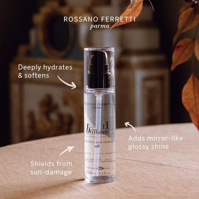 Rossano Ferretti Brillante Protect and Shine Oil - Frizz-Free, Glossy Hair with UV Protection | 3.4 Fl Oz