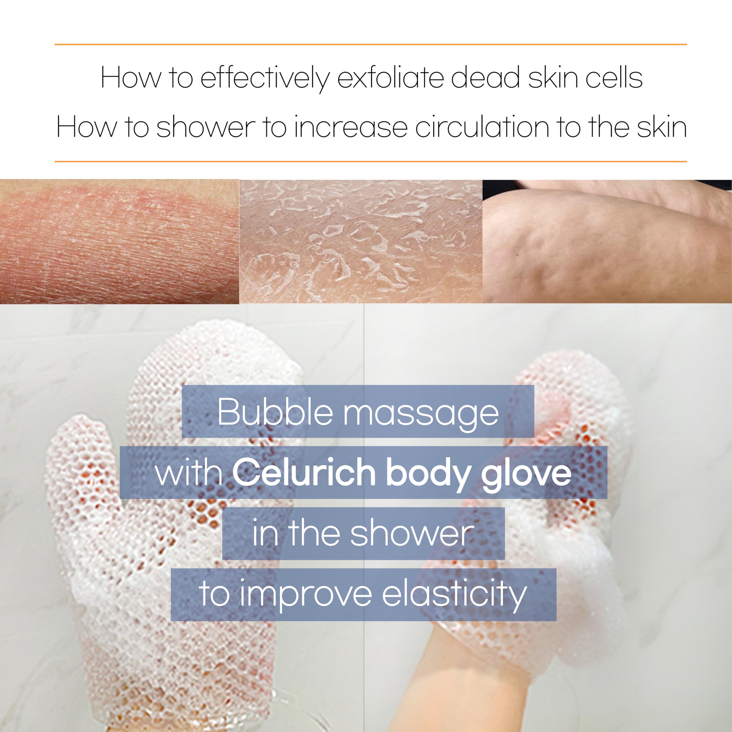 Celurich Body Glove, Honeycomb Exfoliating Glove for Sensitive Skin, Body Scrubber Mitt, Massage for Wet or Dry Skin (Purple)