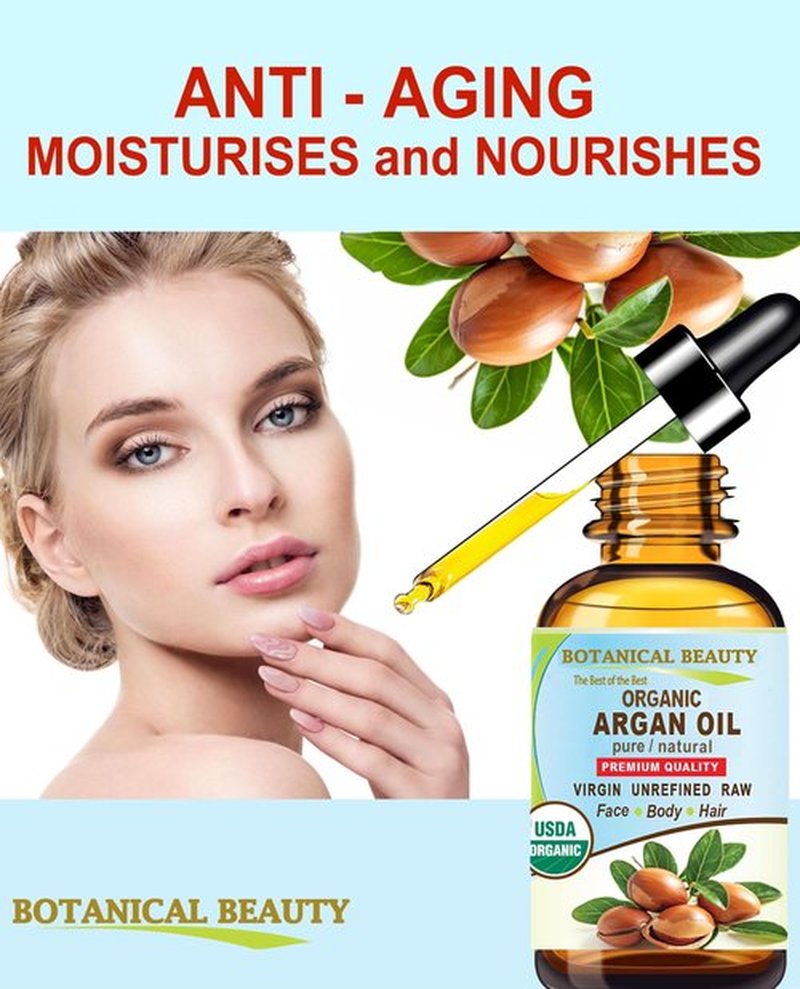 Botanical Beauty Organic ARGAN OIL 100% Pure Natural VIRGIN UNREFINED Cold-Pressed Carrier Oil for Face, Skin, Body, Hair, Lip, Nails. Rich in Vitamin E (0.5 Fl Oz)