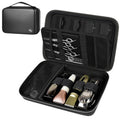 Boobowl Hard Travel Case for Hair Clippers, Hair Cutting Barber Supplies Organizer Bag, Trimmer Storage Holder for Ufree/for Wahl Men Razor Guard Grooming Kits -Box Only (Black+Silver Zipper)