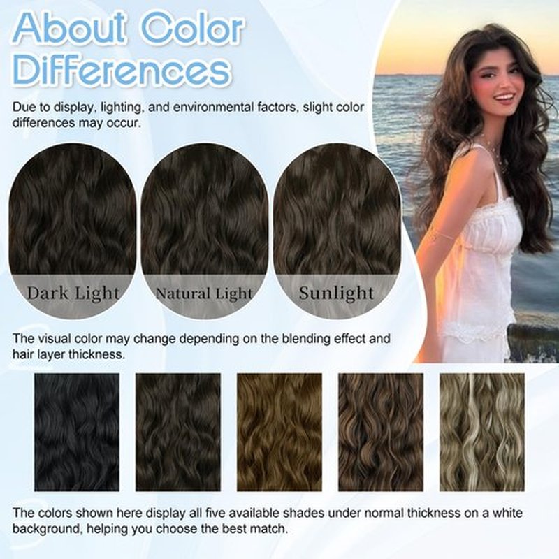 Kurope 4PCS Clip in Hair Extensions for Women Dark Brown Hair Extensions Clip Ins 20 Inch Long Wavy Synthetic Hairpieces, Perfect for Daily Wear and Parties