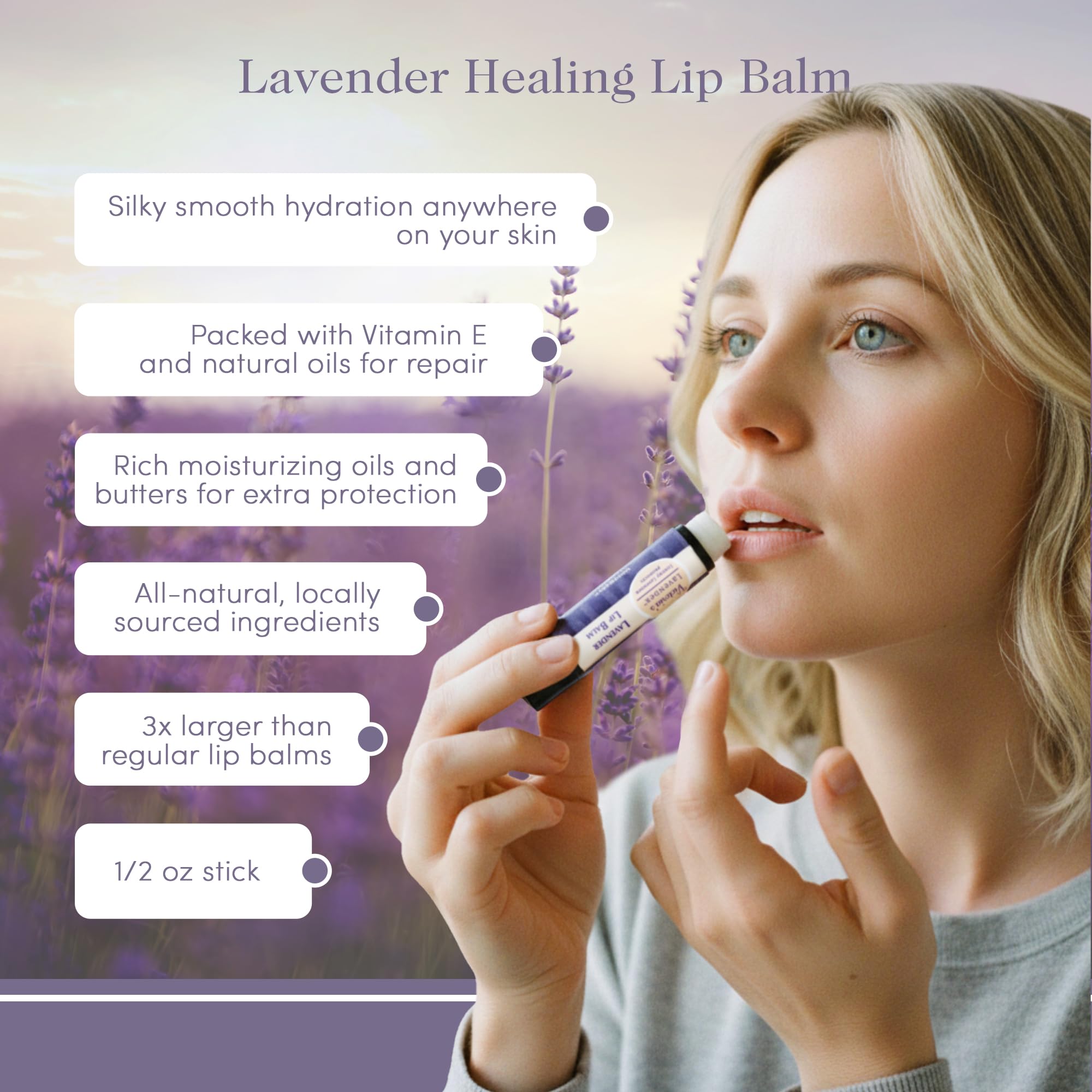Victoria's Lavender Natural Body Products Gift Set - Handmade Soap, Hand & Body Lotion, Lip Balm, Body Candle Skin Care Sets & Kits, Lavender Infused Bath and Body Products for Women, Made in the USA