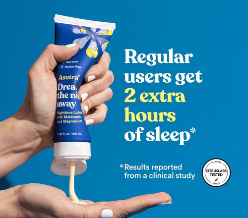 ASUTRA Dream the Night Away | Magnesium Lotion for Sleep, 100mL | With Melatonin for Sleep and Moisturizing Shea Butter, Nighttime Magnesium Cream w/Lemongrass Scent