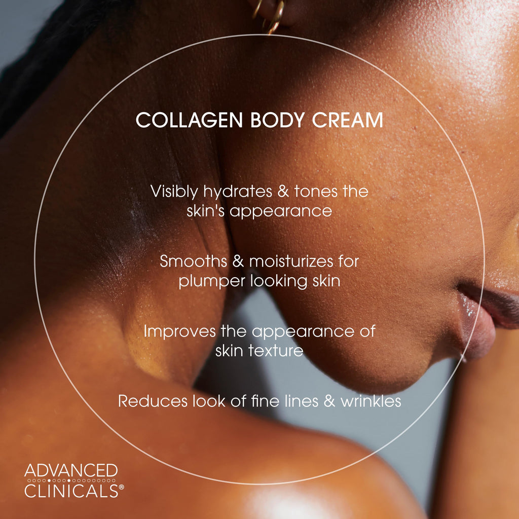 Advanced Clinicals Collagen Cream Body & Face Moisturizer | Dry Skin Rescue Collagen Lotion | Skin Tightening Cream | Firming + Tightening Lotion | Body Skin Care Products, 16 Ounce