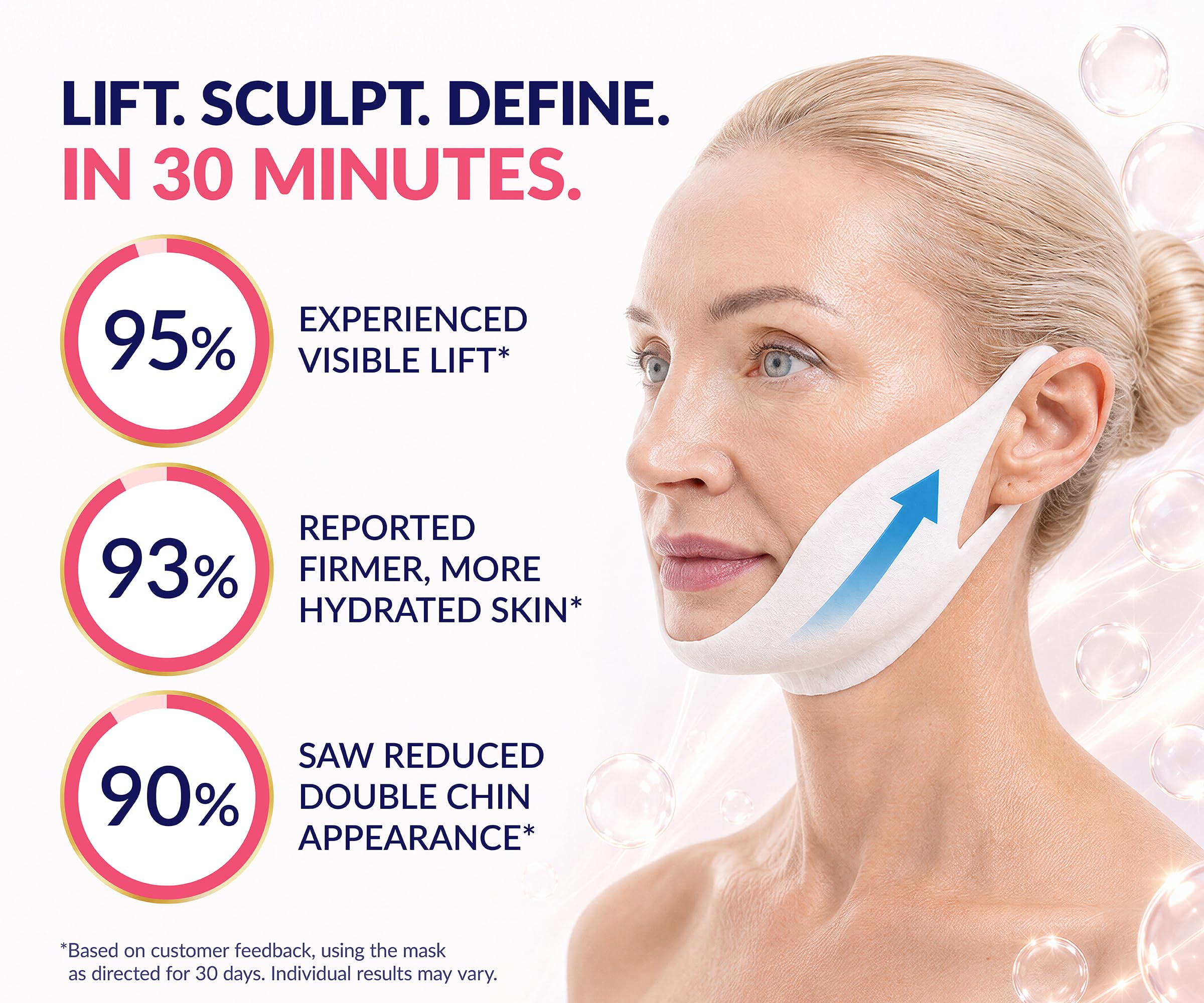 Stylia V Line Lifting Collagen Mask - Lift, Firm & Contour Jawline - Tightening Double Chin Strap with Hyaluronic Acid & Aloe - Neck Tightening and Lifting Mask - Jawline Shaper Face Lift Tape (7PC)